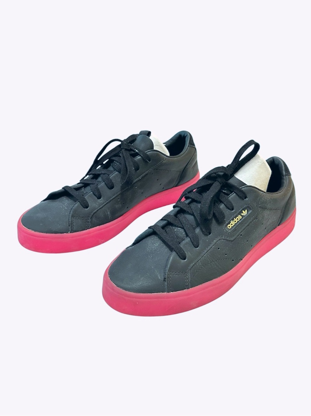 Women’s Adidas Black Sneakers with Pink Outsole